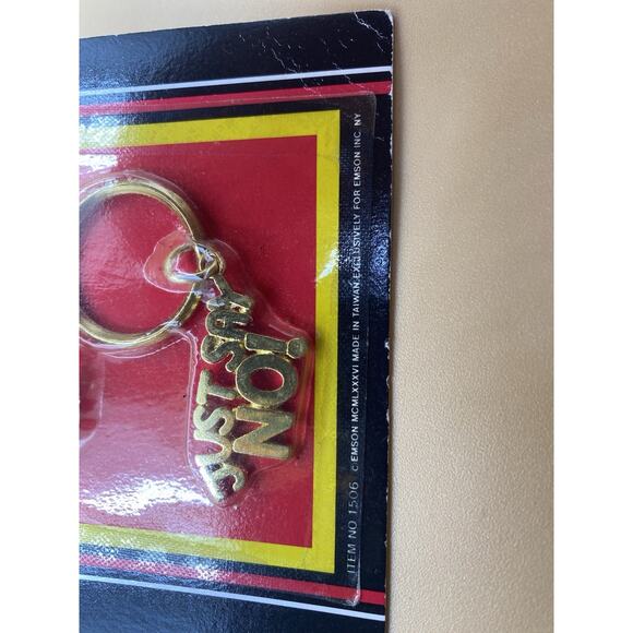 Vintage 1980’s NIP EMSON JUST SAY NO TO DRUGS LAPEL PIN & KEYCHAIN - Picture 2 of 6